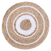 Kuber Industries Handmade Braided Carpet Rugs|Traditional Spiral Design Jute Placemat|Table Top Mat for Bedroom,Living Room,Dining Room,36x36 cm,(White)